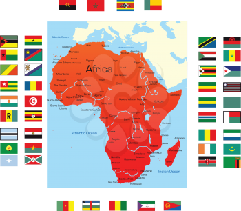 Royalty Free Clipart Image of a Map of Africa With Flags