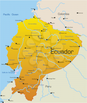 Royalty Free Clipart Image of a Map of Ecuador