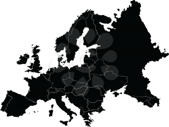Royalty Free Clipart Image of a Black Map of Europe