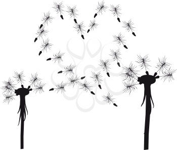 Royalty Free Clipart Image of a Dandelion Heart Silhouette