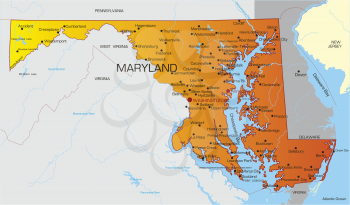 Royalty Free Clipart Image of a Map of the State of Maryland