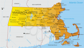 Royalty Free Clipart Image of a Map of Massachuesetts