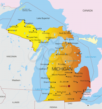 Royalty Free Clipart Image of a Map of Michigan