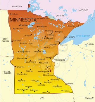 Royalty Free Clipart Image of a Map of Minnesota