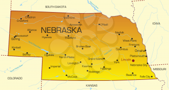 Royalty Free Clipart Image of a Map of Nebraska