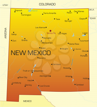 Royalty Free Clipart Image of a Map of New Mexico