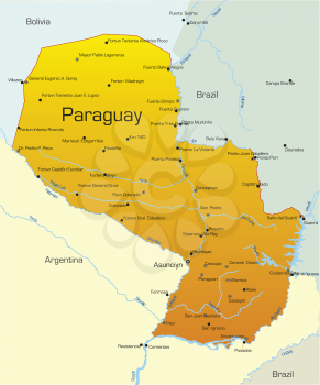 Royalty Free Clipart Image of a Map of Paraguay