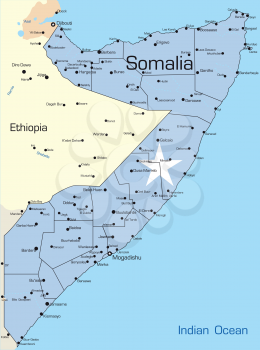 Royalty Free Clipart Image of a Map of Somalia