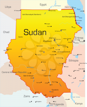 Royalty Free Clipart Image of a Map of Sudan