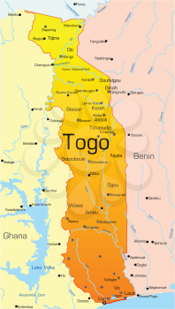 Royalty Free Clipart Image of a Map of Togo