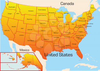 Royalty Free Clipart Image of a Map of the United States