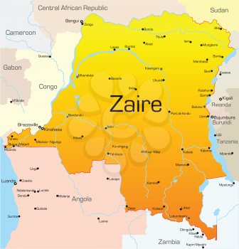 Royalty Free Clipart Image of a Map of Zaire