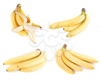 Ripe bananas set isolated on a white background