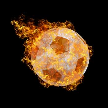 Royalty Free Photo of a Soccer Ball on Fire