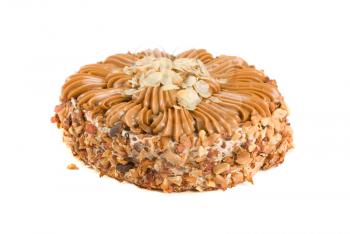 nuts cake closeup isolated on a white