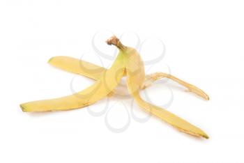 Banana rind close up isolated on white background