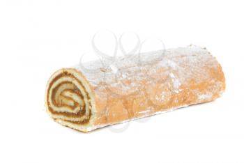 Swiss roll closeup isolated on a white background