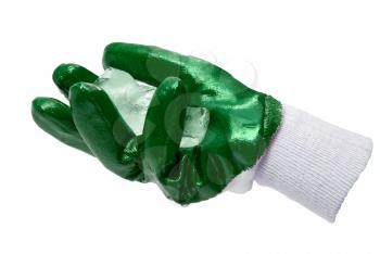 Royalty Free Photo of a Glove Holding Ice
