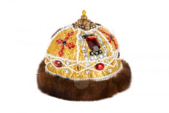 Regal kings fur crown isolated on a white background