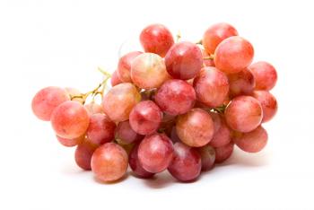 Pink grape cluster with  isolated on white