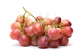 Pink grape cluster with  isolated on white
