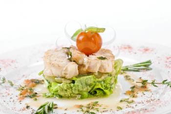 Royalty Free Photo of a Salad With Halibut 