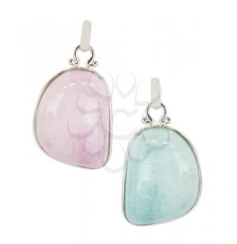 Royalty Free Photo of Silver Earrings With Pink Quartz and Zirconium