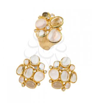 Royalty Free Photo of a Gold Ring and Earrings