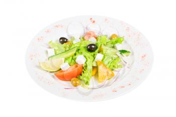 Greece salad dish isolated on a white background