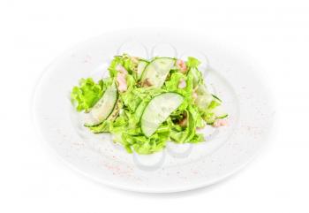 Royalty Free Photo of a Shrimp Salad With Cucumber and Avocado