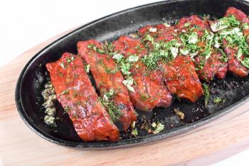 Royalty Free Photo of Spare Ribs on a Pan