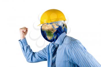 Royalty Free Photo of a Man With a Planet for a Hear