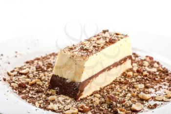Royalty Free Photo of a Slice of Chocolate Cake With Nuts