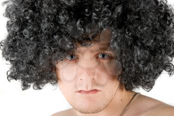 Royalty Free Photo of a Man Wearing a Wig