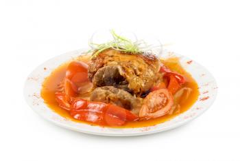 Royalty Free Photo of a Knuckle of Veal Baked With Vegetables