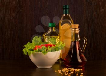 Royalty Free Photo of a Set of Pine Nut Oil 