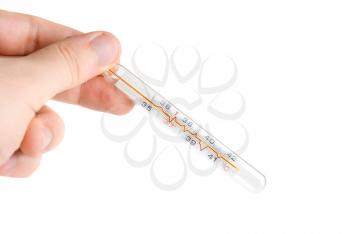 Royalty Free Photo of a Man Holding a Thermometer