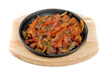 Royalty Free Photo of Roasted Meat and Vegetables in a Pan