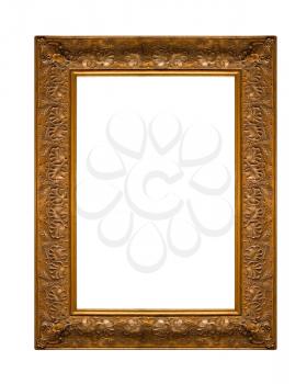 Picture gold frame with a decorative pattern on white