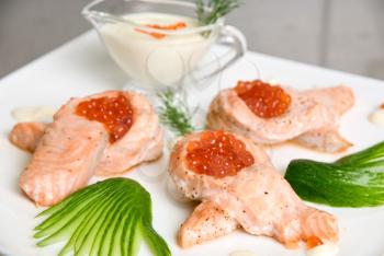 Royalty Free Photo of Salmon Filet With Caviar