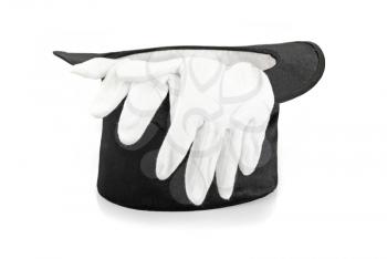 Royalty Free Photo of Gloves in a Top Hat
