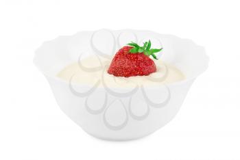 Strawberries with cream isolated on white background

