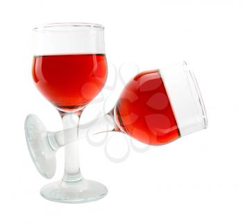 Two wine glasses isolated on white
