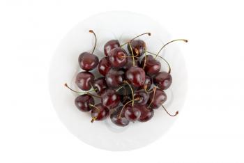 Fresh ripe cherries fruit isolated on white
