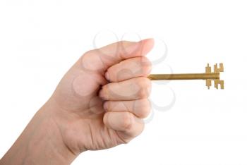 Royalty Free Photo of Hands Holding a Golden Key