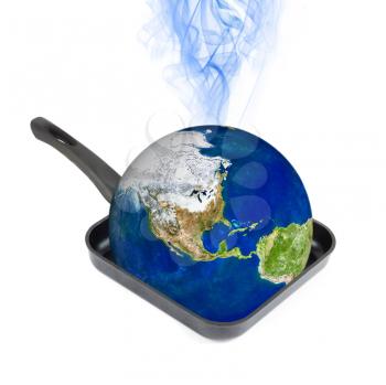 Royalty Free Photo of Earth in a Frying Pan