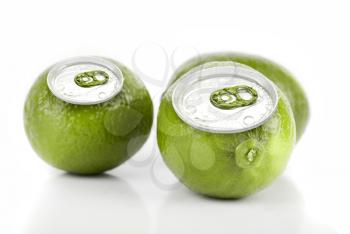Royalty Free Photo of Limes as Aluminum Cans