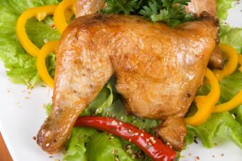 Royalty Free Photo of Roasted Chicken and Salad