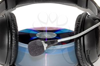 Royalty Free Photo of Headphones on Top of a CD