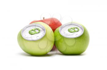 Royalty Free Photo of Apples as Aluminum Cans